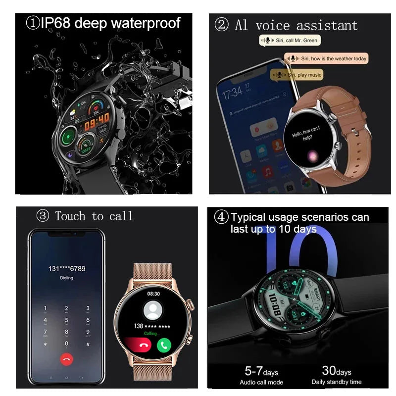 2025 AMOLED Smartwatch - Bluetooth Call, GPS, IP68 Waterproof, Android & iOS