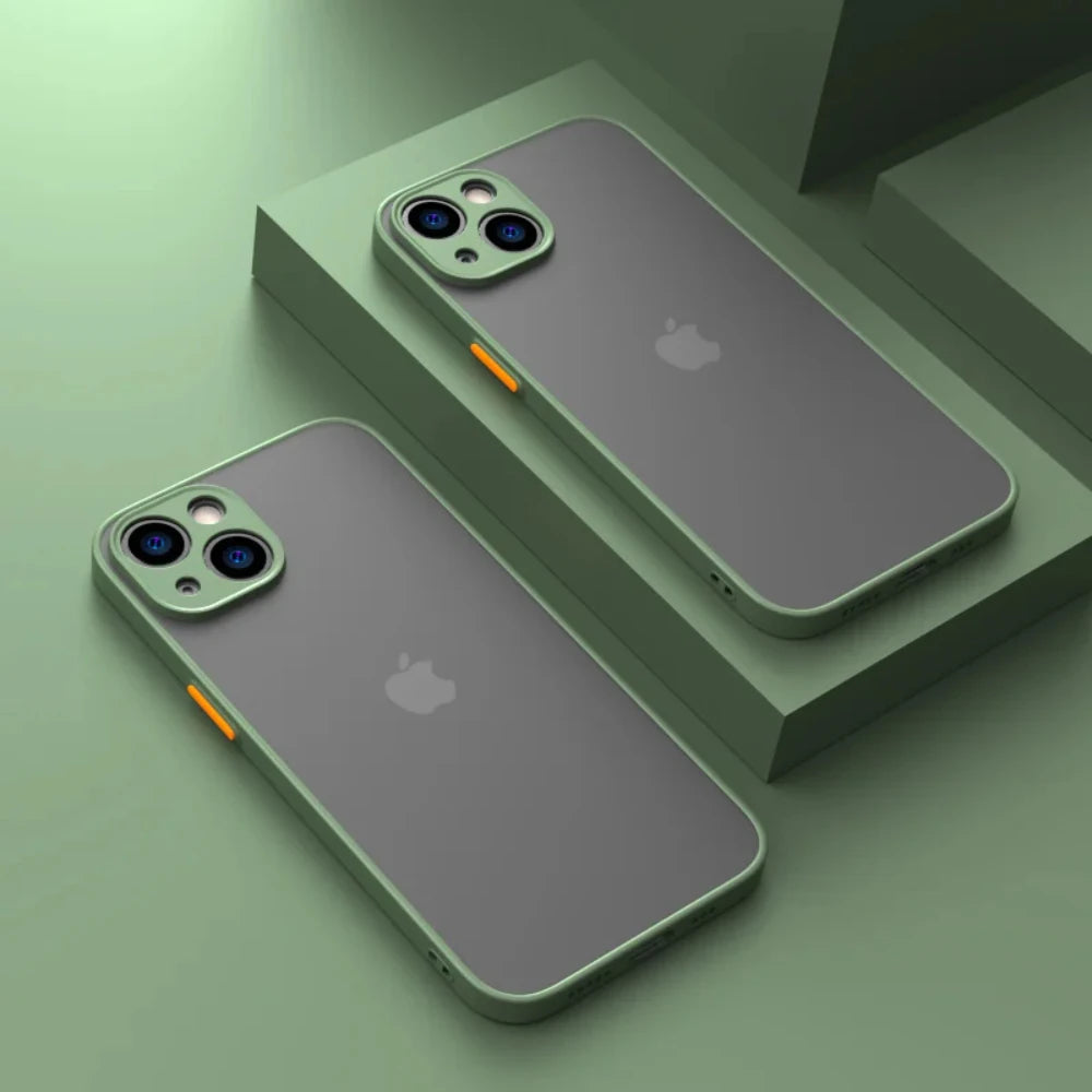 Shockproof Armor Matte Case for iPhone - Silicone Bumper Hard PC Back Cover