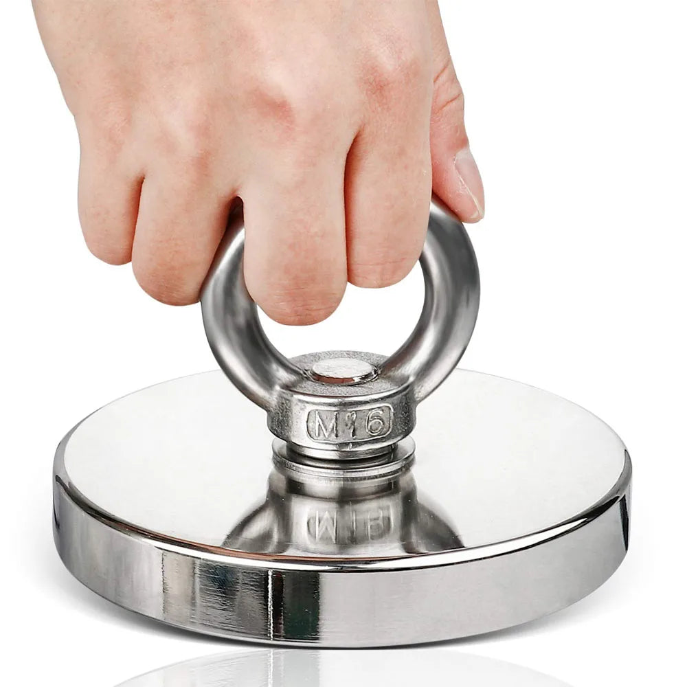 Neodymium Fishing Magnet - Heavy Duty Salvage Magnet with Rope & Eyebolt