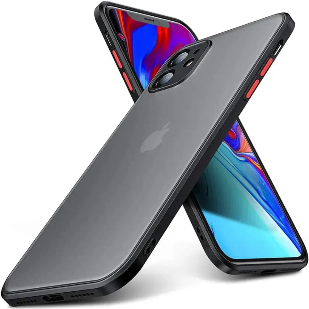Shockproof Armor Matte Case for iPhone - Silicone Bumper Hard PC Back Cover
