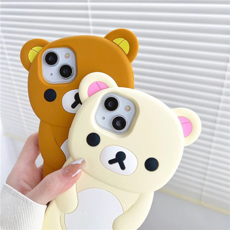 Rilakkuma Bear Silicone Case for iPhone - Cute Soft Cover for All Models