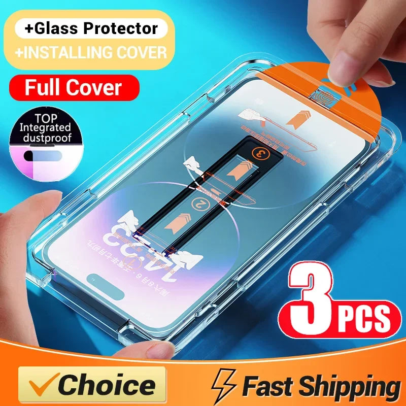 Oleophobic Screen Protector for iPhone - Dust-Free Easy Install Tempered Glass