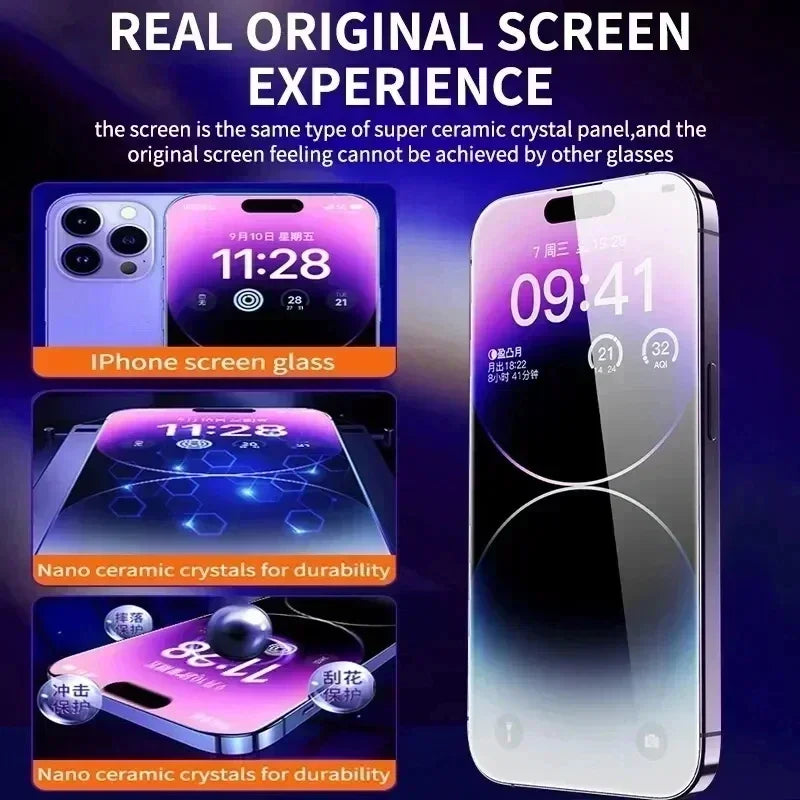 Oleophobic Screen Protector for iPhone - Dust-Free Easy Install Tempered Glass