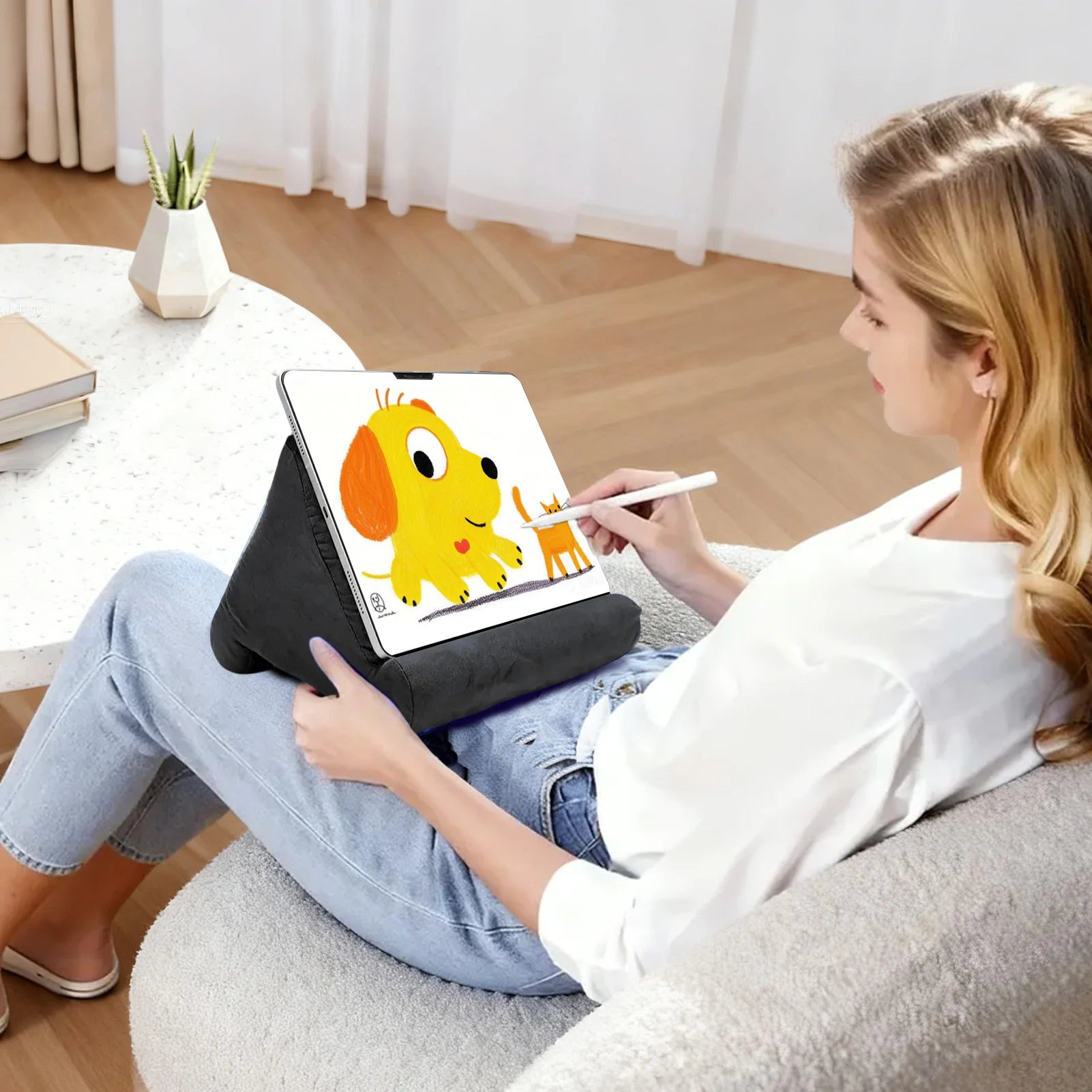 Soft Pillow Tablet Stand - Multi-Angle Adjustable Reading Holder for iPad & Tablets