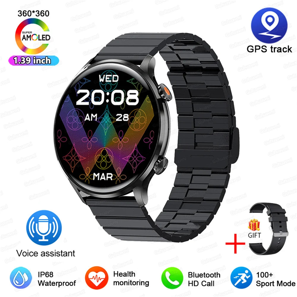 2025 AMOLED Smartwatch - Bluetooth Call, GPS, IP68 Waterproof, Android & iOS