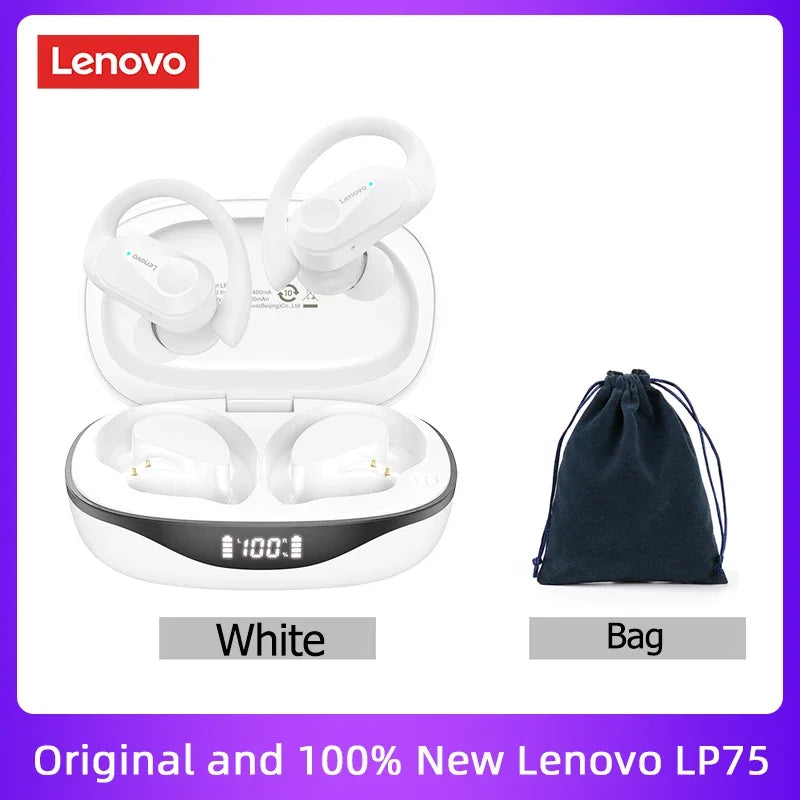 Lenovo LP75 TWS Bluetooth 5.3 Earbuds - LED Display, Noise Reduction, Waterproof