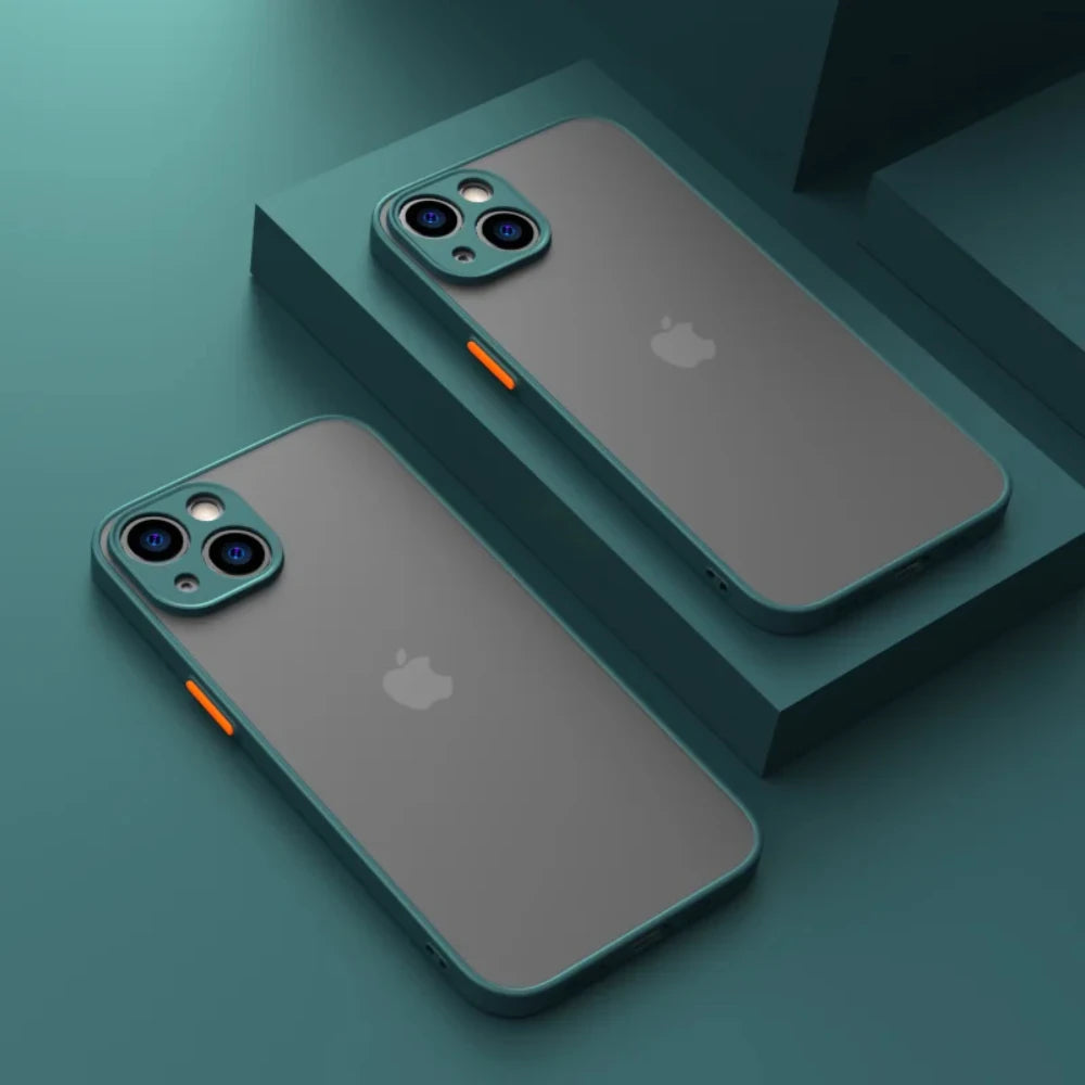 Shockproof Armor Matte Case for iPhone - Silicone Bumper Hard PC Back Cover
