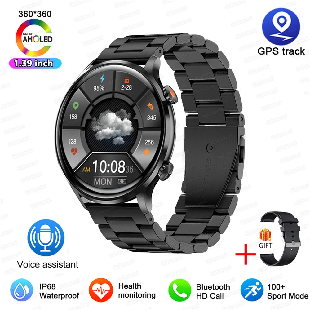 2025 AMOLED Smartwatch - Bluetooth Call, GPS, IP68 Waterproof, Android & iOS