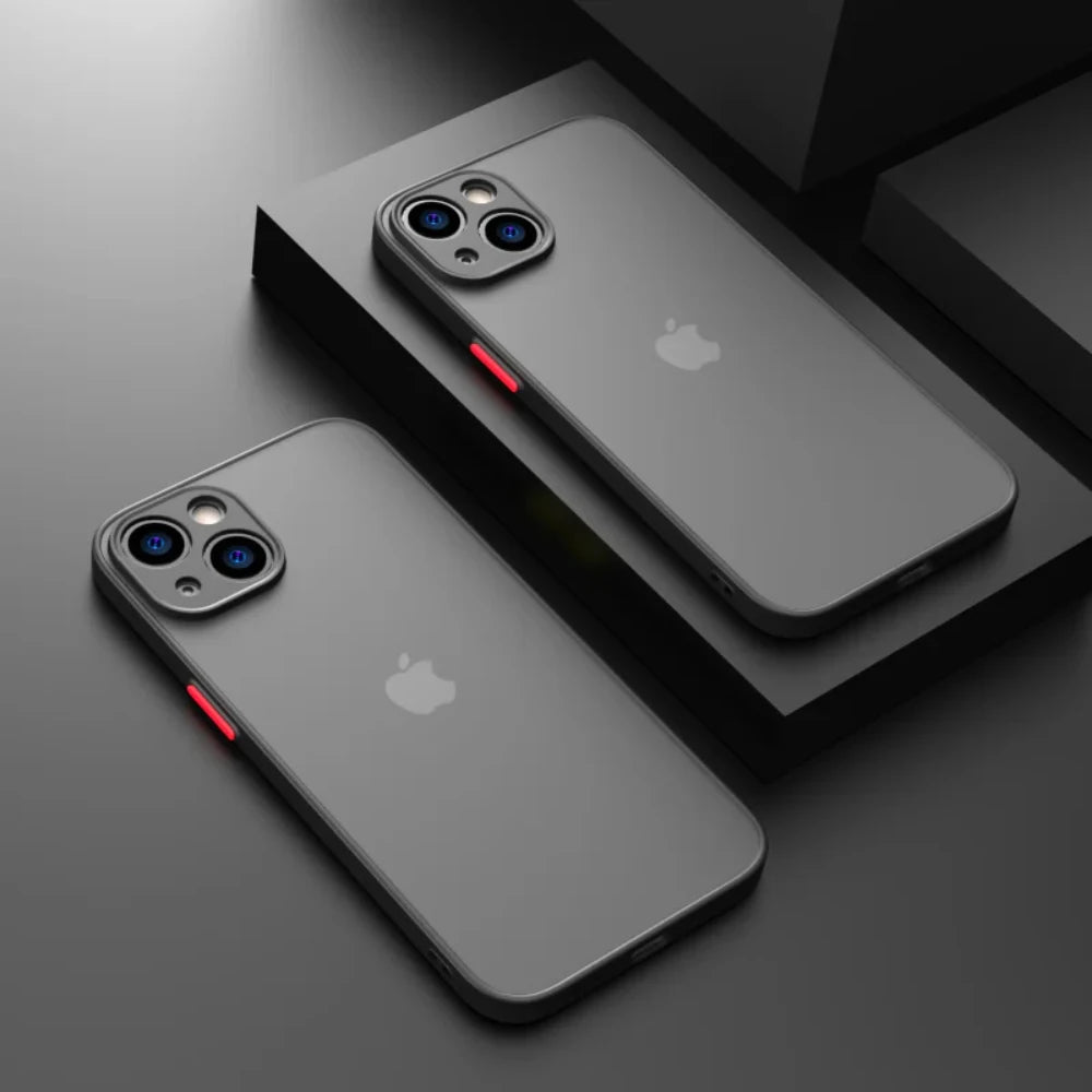 Shockproof Armor Matte Case for iPhone - Silicone Bumper Hard PC Back Cover