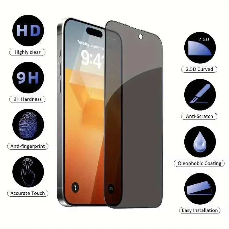 Privacy Screen Protector for iPhone - Anti-Spy Tempered Glass 5-Pack