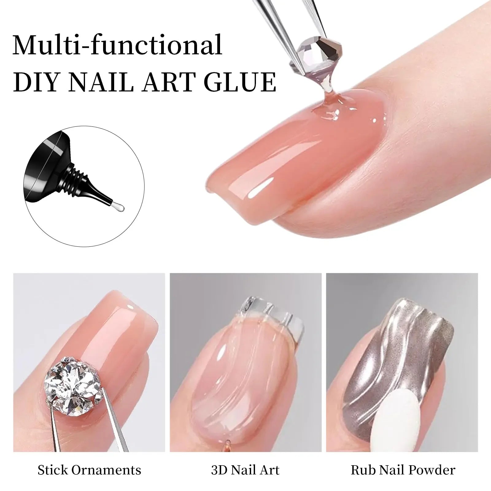 Nail Rhinestone Glue Gel - Super Strong 3D Nail Art Adhesive