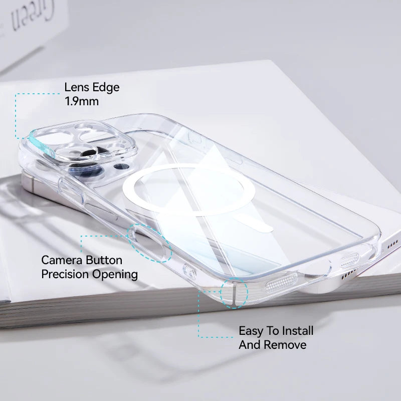 Joyroom Magnetic Clear Case for iPhone - Anti-Yellow MagSafe Wireless Charging Cover