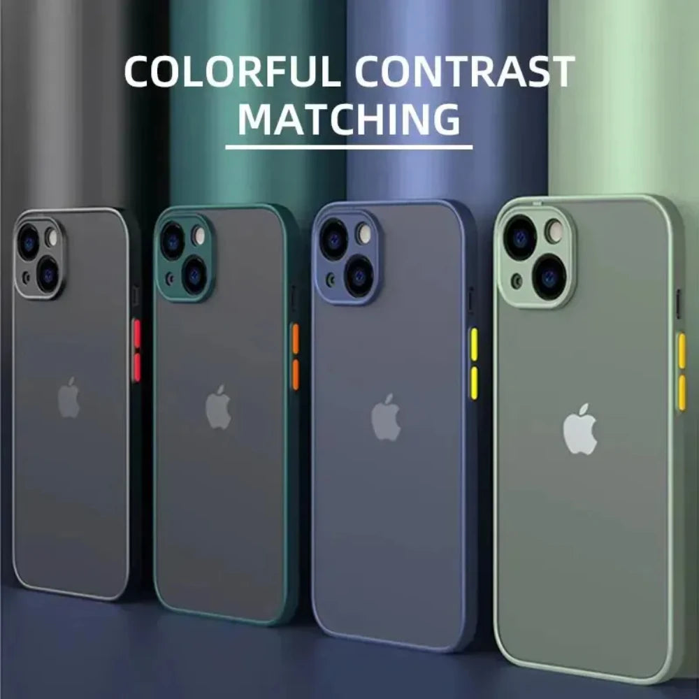 Shockproof Armor Matte Case for iPhone - Silicone Bumper Hard PC Back Cover