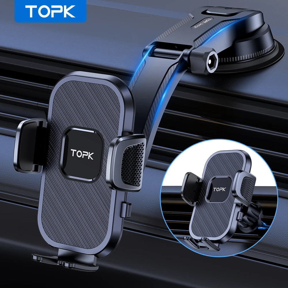 TOPK Gravity Car Phone Holder - Dashboard, Windshield & Air Vent Mount