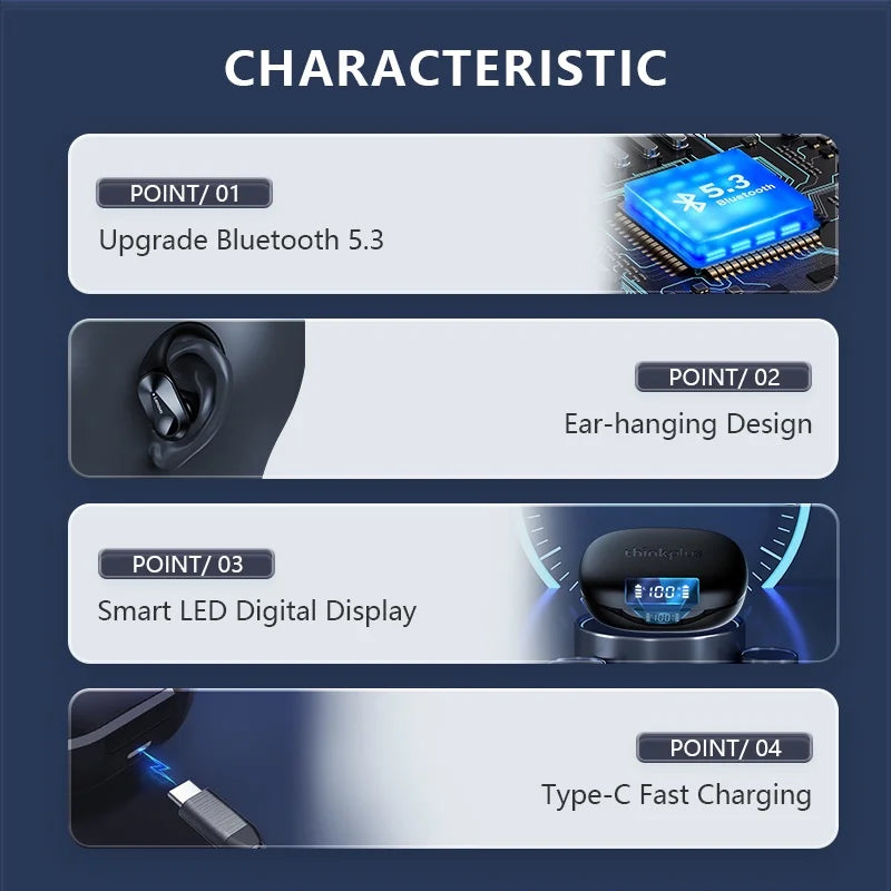 Lenovo LP75 TWS Bluetooth 5.3 Earbuds - LED Display, Noise Reduction, Waterproof