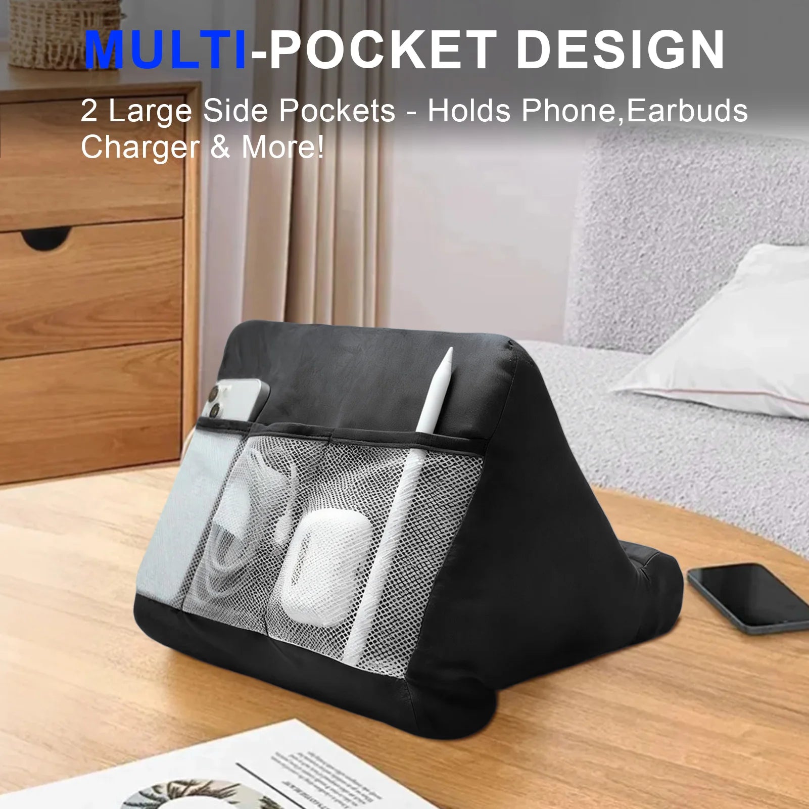 Soft Pillow Tablet Stand - Multi-Angle Adjustable Reading Holder for iPad & Tablets