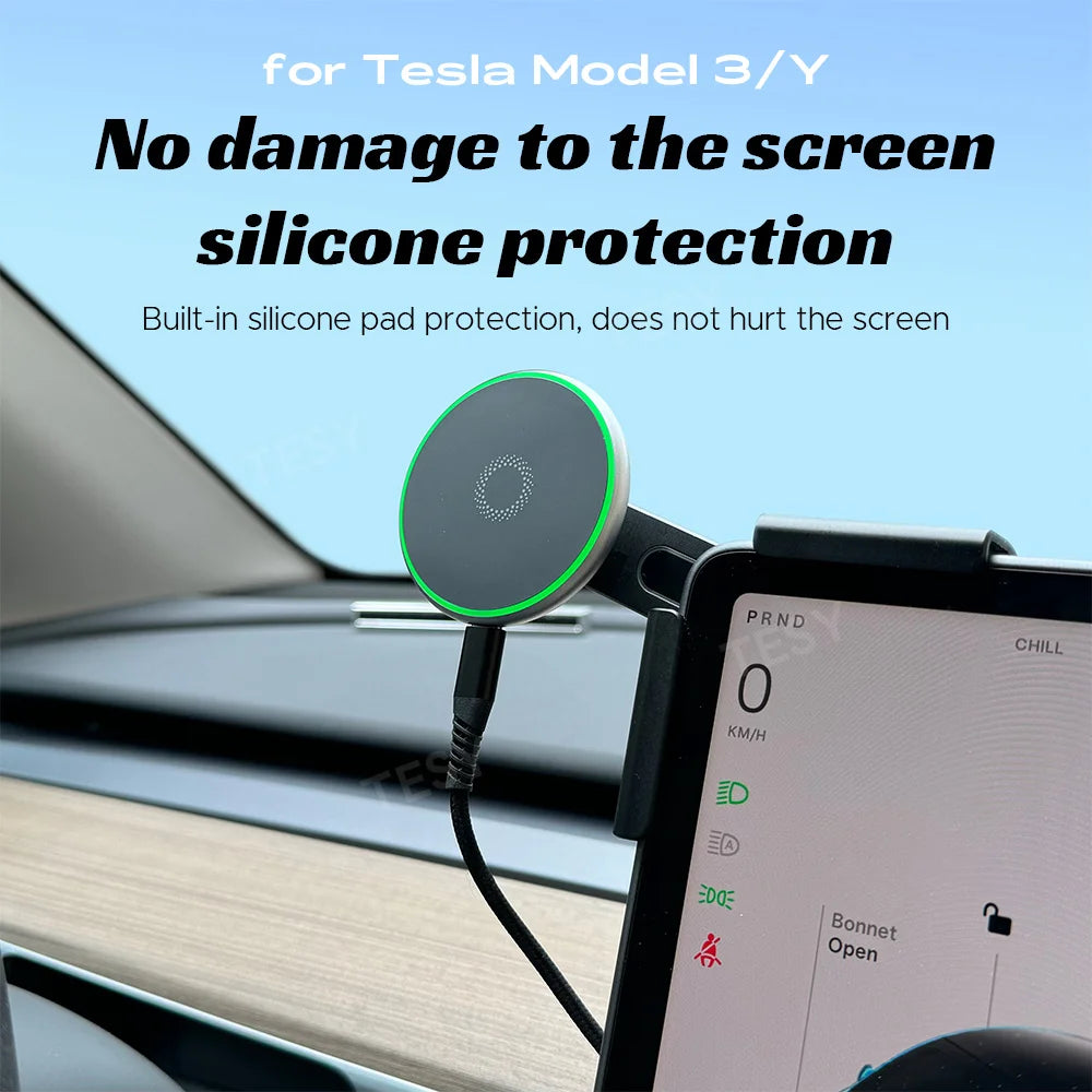 Tesla & BYD Magnetic Car Phone Mount - 15W MagSafe Wireless Charger