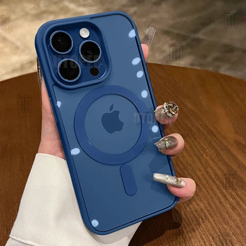 Pink Transparent Acrylic Case for iPhone - MagSafe Compatible Shockproof Cover