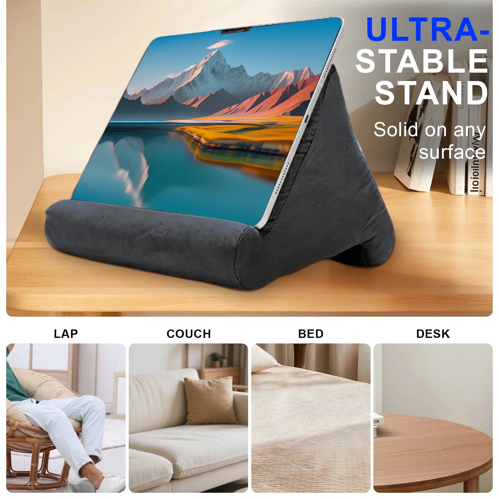Soft Pillow Tablet Stand - Multi-Angle Adjustable Reading Holder for iPad & Tablets