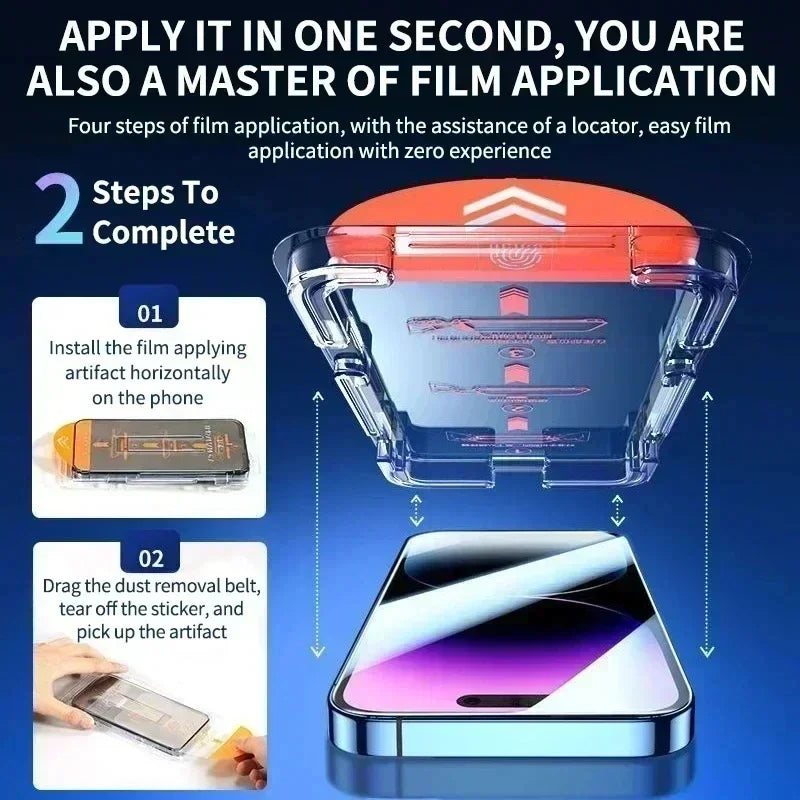 Oleophobic Screen Protector for iPhone - Dust-Free Easy Install Tempered Glass