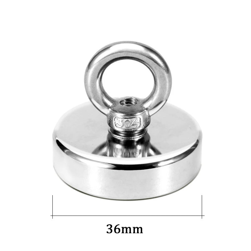 Neodymium Fishing Magnet - Heavy Duty Salvage Magnet with Rope & Eyebolt