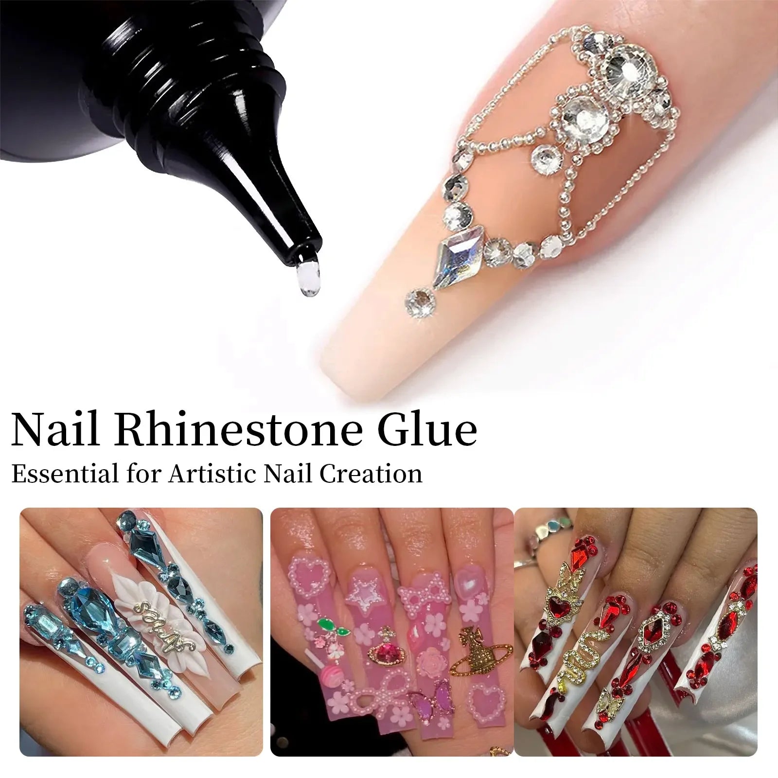 Nail Rhinestone Glue Gel - Super Strong 3D Nail Art Adhesive