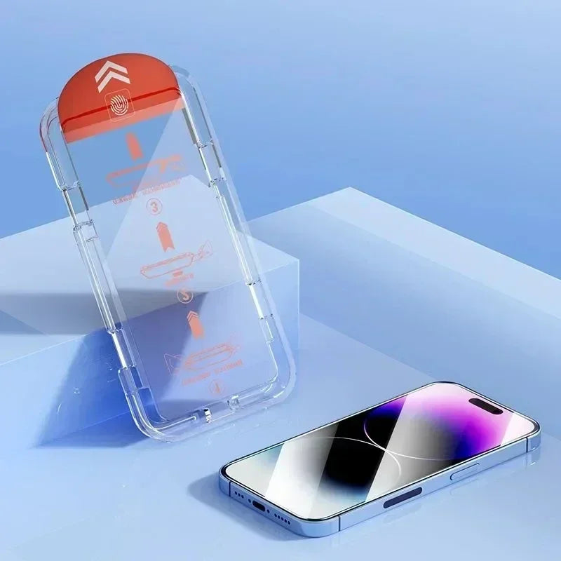 Oleophobic Screen Protector for iPhone - Dust-Free Easy Install Tempered Glass