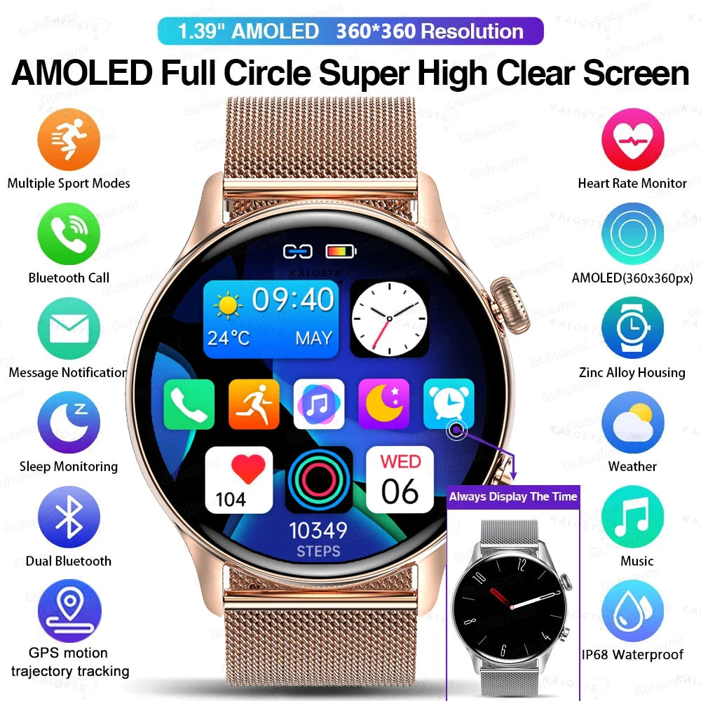 2025 AMOLED Smartwatch - Bluetooth Call, GPS, IP68 Waterproof, Android & iOS