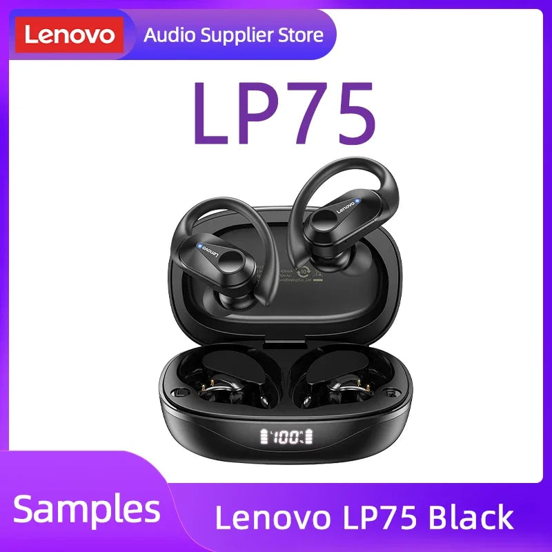 Lenovo LP75 TWS Bluetooth 5.3 Earbuds - LED Display, Noise Reduction, Waterproof