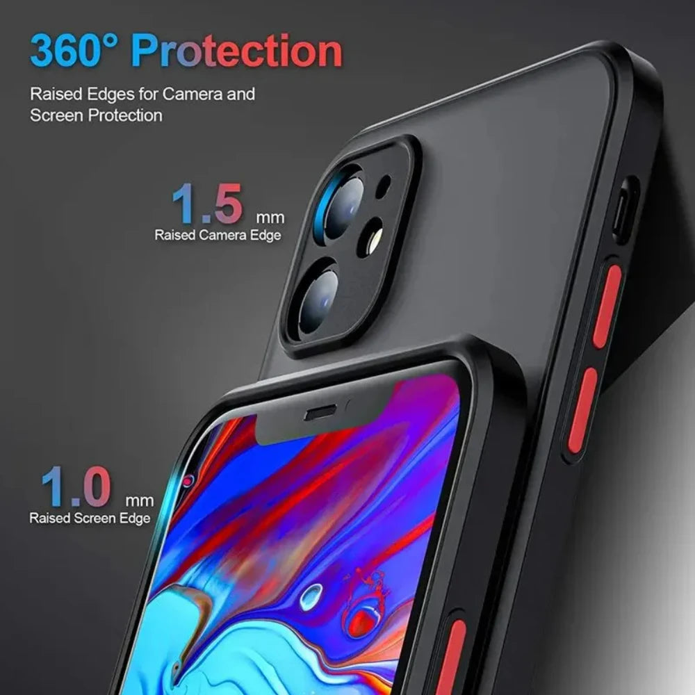 Shockproof Armor Matte Case for iPhone - Silicone Bumper Hard PC Back Cover