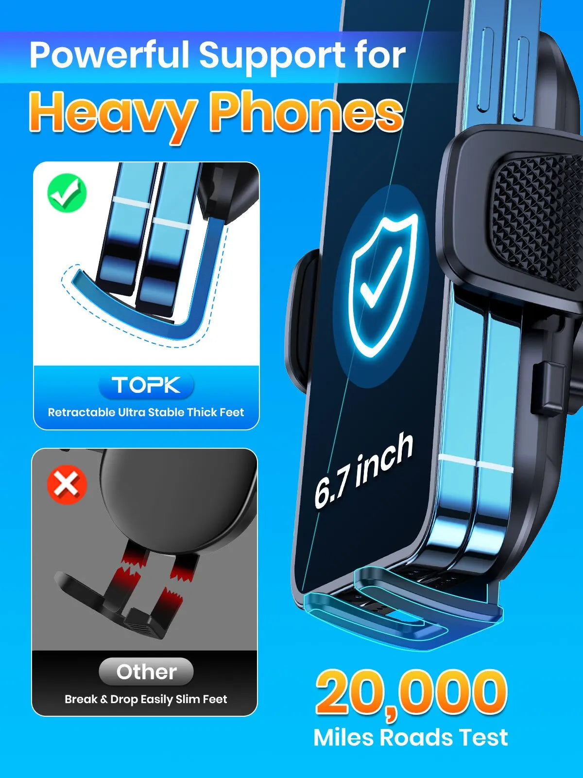 TOPK Gravity Car Phone Holder - Dashboard, Windshield & Air Vent Mount